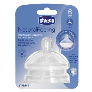 CHICCO Dudlík na láhev Natural Feeling silikon na kaši 6m+