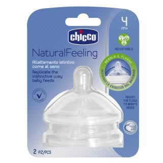 CHICCO Dudlík na láhev Natural Feeling silikon nastavitelný průtok 4m+ 2 ks