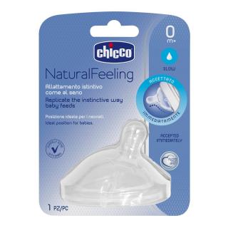 CHICCO Dudlík na láhev Natural Feeling silikon pomalý průtok 0m+ 1 ks