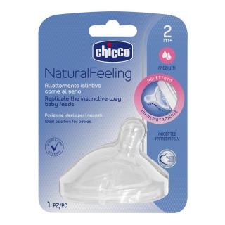 CHICCO Dudlík na láhev Natural Feeling silikon střední průtok 2m+ 1 ks