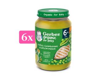 GERBER Organic dětský příkrm hrášek s bramborami a kuřecím masem 6x190 g
