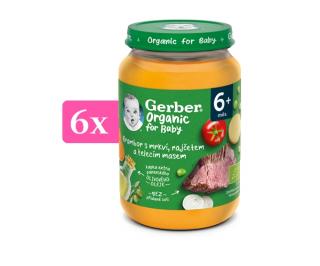 GERBER Organic dětský příkrm zelenina s telecím masem 6x190 g