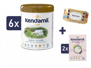 Kendamil Kozí pokračovací mléko 2 (6x800 g) + ubrousky + 2x Mléčná kaše