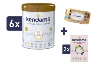 Kendamil Premium 2 HMO+ (6x800 g) + ubrousky + 2x Mléčná kaše