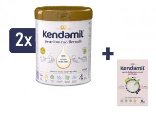 Kendamil Premium 4 HMO+ (2x800 g) + Kendamil Mléčná kaše s černým rybízem a jablky (150 g)