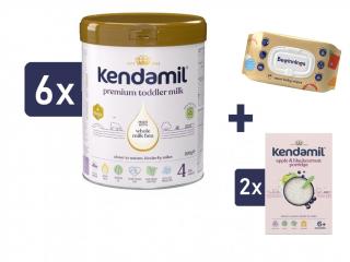 Kendamil Premium 4 HMO+ (6x800 g) + ubrousky + 2x Mléčná kaše