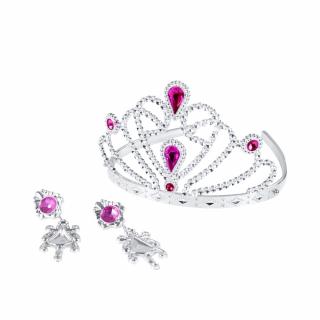 Korunka princezna s náušnicemi a náhrdelníkem - růžová