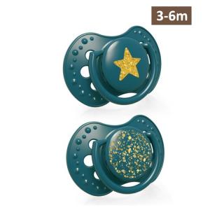 LOVI Dudlík silikonový dynamický Stardust 3-6m (2ks) - zelený