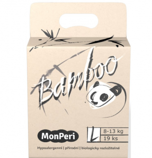 MonPeri Bamboo L 8-13 kg- 19ks EKO dětské bambusové jednorázové plenky (velikost 4)