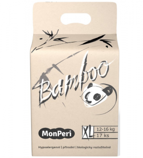 MonPeri Bamboo XL 12-16 kg- 17ks EKO dětské bambusové jednorázové plenky (velikost 5)