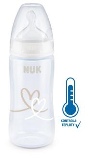 NUK FC+ láhev s kontrolou teploty 300 ml BOX - Flow Control savička - bílá