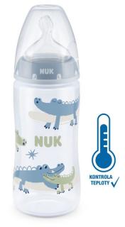NUK FC+ láhev s kontrolou teploty 300 ml BOX - Flow Control savička - Modrá