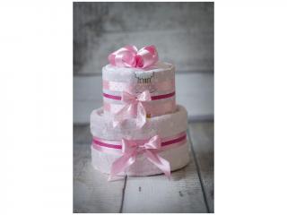 Plenkový dort dvoupatrový s bohatou náplní růžový - S mašlí