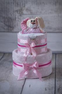 Plenkový dort dvoupatrový s bohatou náplní růžový - S usínáčkem
