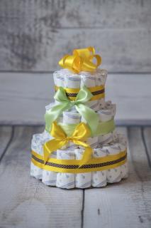 Plenkový dort třípatrový žlutozelený