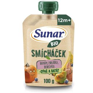 Sunar BIO ovocná kapsička Smícháček banán, hruška, dýně, batáty a borůvky 100g