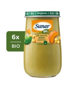 Sunar BIO příkrm dýně, brokolice, brambory, olivový olej 4m+, 6 x 190 g