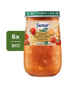 Sunar BIO příkrm makaróny, rajčatová omáčka, olivový olej 8m+, 6 x 190 g