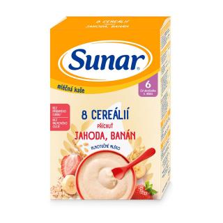 Sunar mléčná kaše s 8 cereáliemi jahoda, banán 210g