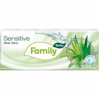 Tento Sensitive Aloe Vera 3vrstvé papírové kapesníky, 10×10 ks