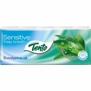 Tento Sensitive Eucalyptus 3vrstvé papírové kapesníky, 10×10 ks