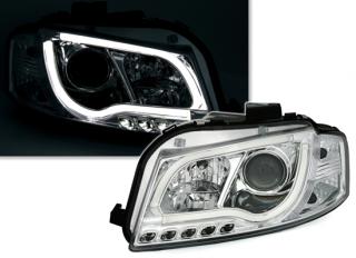 AUDI A3 8P - Přední světla TUBE LIGHT - Chromová