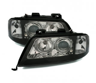 AUDI A6 4B 99-01 - Přední světla Angel Eyes DEPO - Černá