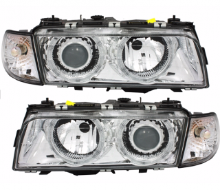 BMW E38 94-98 - Přední světla ANGEL EYES XENON D1S DEPO - Chromová