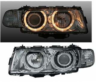 BMW E38 FACELIFT - Přední světla ANGEL EYES XENON D1S DEPO - Chromová