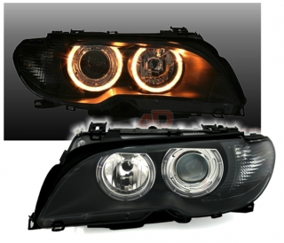 BMW E46 COUPE / CABRIO 03-06 - Přední světla ANGEL EYES H7/H7 DEPO - Černá