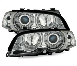 BMW E46 COUPE / CABRIO 99-03 - Přední světla ANGEL EYES CCFL - Chromová