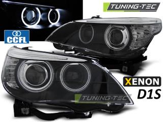 BMW E60/E61 - Přední světla ANGEL EYES CCFL XENON D1S - Černá
