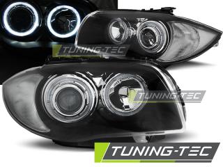 BMW E81/E82/E87/E88 - Přední světla Angel Eyes DEPO (bílé) - Černá