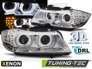 BMW E90 / E91 09-11 - Přední světla ANGEL EYES 3D XENON D1S - Chromová