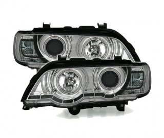 BMW X5 E53 99-03 - Přední světla Angel Eyes - Chromová