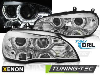 BMW X5 E70 07-10 - Přední světla ANGEL EYES 3D LED XENON D1S - Chromová