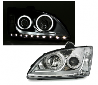 FORD FOCUS MK2 04-08 - Přední světla Angel Eyes CCFL EAGLE EYES - Chromová