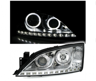 FORD FOCUS MK3 00-07 - Přední světla ANGEL EYES LED EAGLE EYES - Chromová