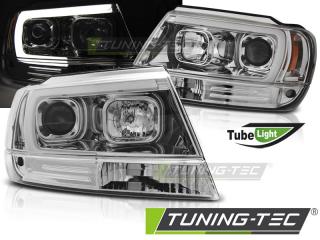 JEEP GRAND CHEROKEE 99-05 - Přední světla TUBE LIGHT JUNYAN - Chromová