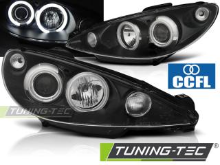 PEUGEOT 206 02-06 - Přední světla Angel Eyes CCFL SONAR - Černá