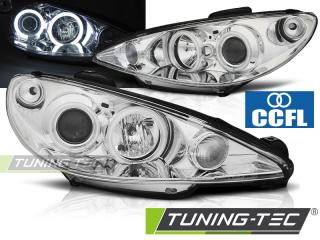 PEUGEOT 206 02-06 - Přední světla Angel Eyes CCFL SONAR - Chromová