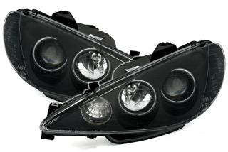 PEUGEOT 206 02-06 - Přední světla Angel Eyes EAGLE EYES CCFL - Černá