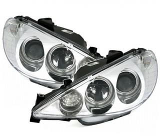 PEUGEOT 206 02-06 - Přední světla Angel Eyes EAGLE EYES CCFL - Chromová
