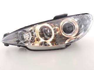 PEUGEOT 206 98-06 - Přední světla Angel Eyes DEPO - Chromová