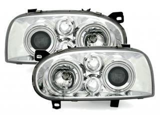 VW GOLF 3 - Přední světla Angel Eyes CCFL - Chromová