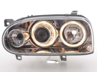 VW GOLF 3 - Přední světla Angel Eyes DEPO - Chromová