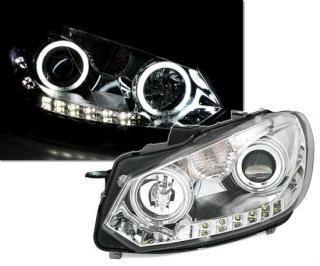 VW GOLF 6 - Přední světla ANGEL EYES CCFL + TFL EAGLE EYES - Chromová