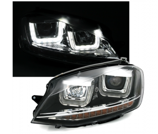VW GOLF 7 - Přední světla U-TUBE LED blikač EAGLE EYES - Černá