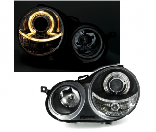 VW POLO 9N - Přední světla ANGEL EYES H7/H7 DEPO - Černá