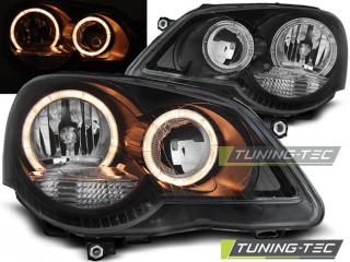 VW POLO 9N3 - Přední světla Angel Eyes - Černá